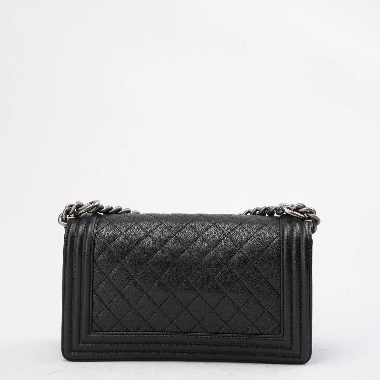 Chanel Boy Medium Black Flap Bag Quilted Caviar 2017