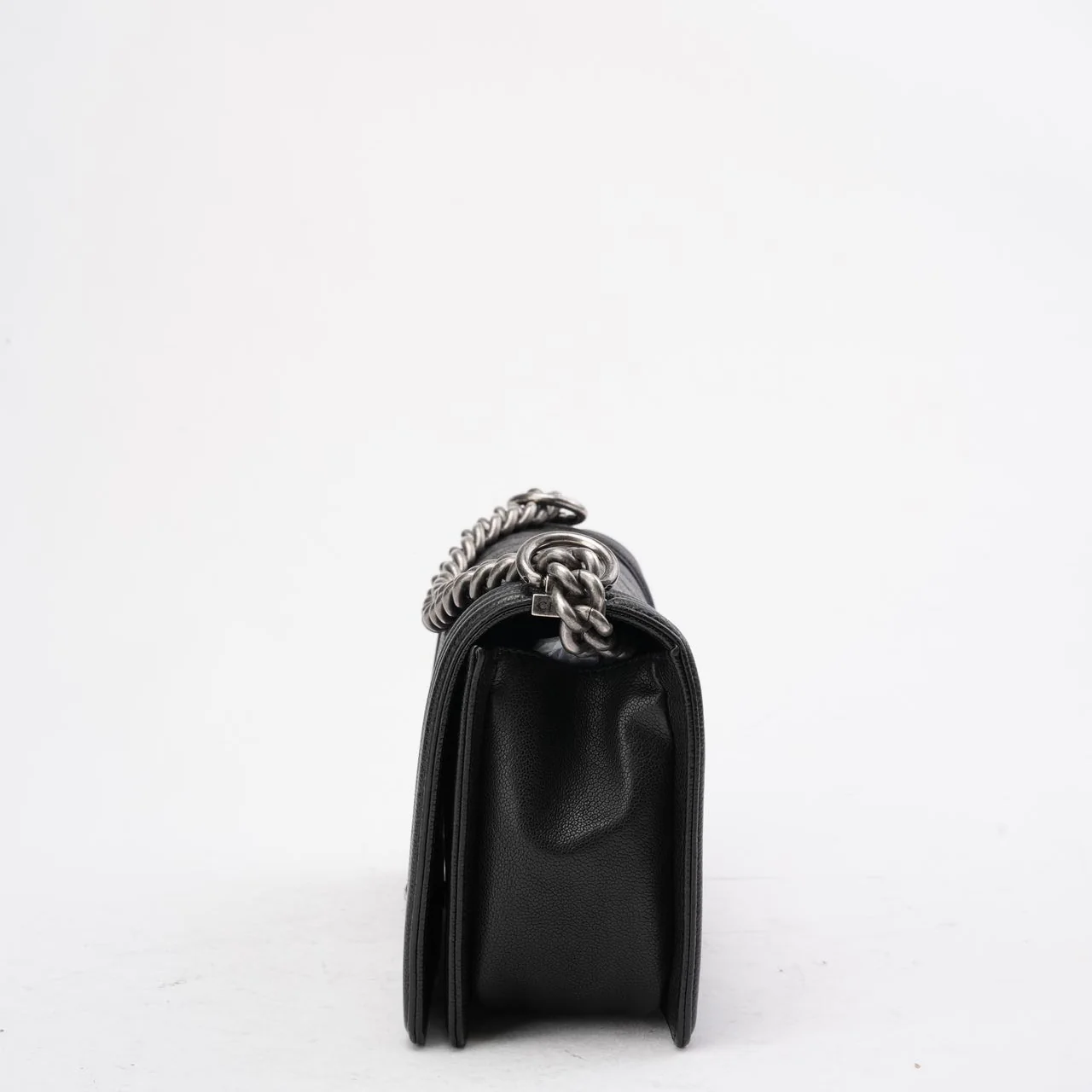 Chanel Boy Medium Black Flap Bag Quilted Caviar 2017