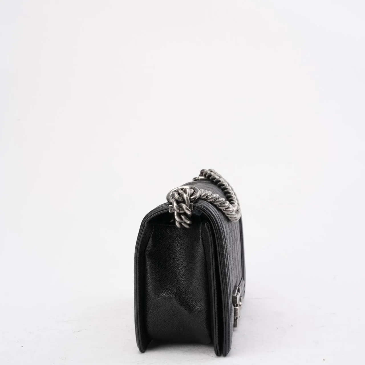 Chanel Boy Medium Black Flap Bag Quilted Caviar 2017