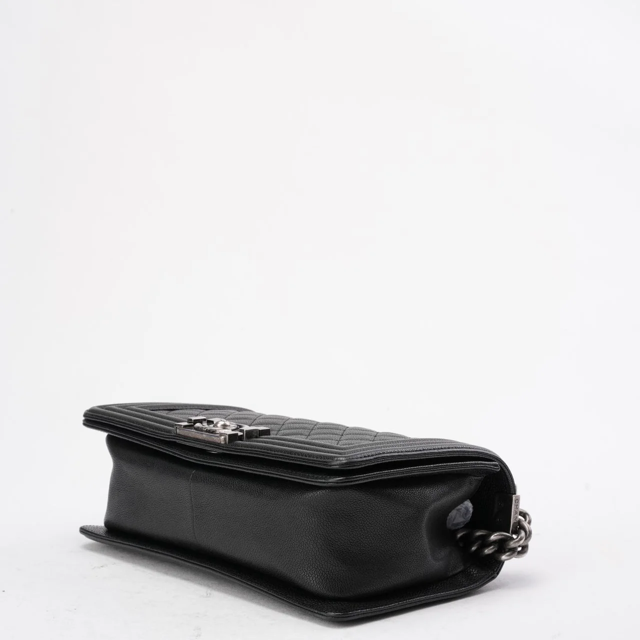 Chanel Boy Medium Black Flap Bag Quilted Caviar 2017