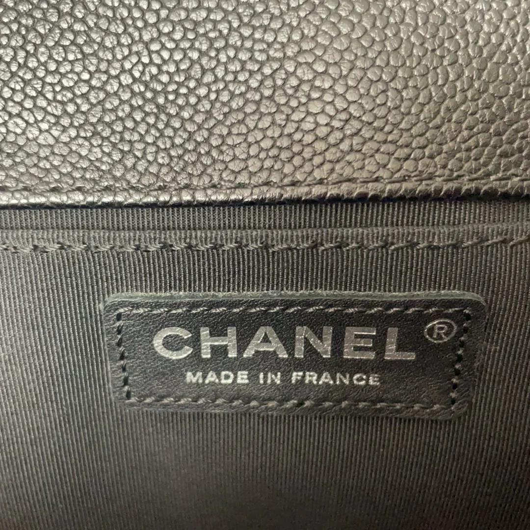 Chanel Boy Medium Black Flap Bag Quilted Caviar 2017