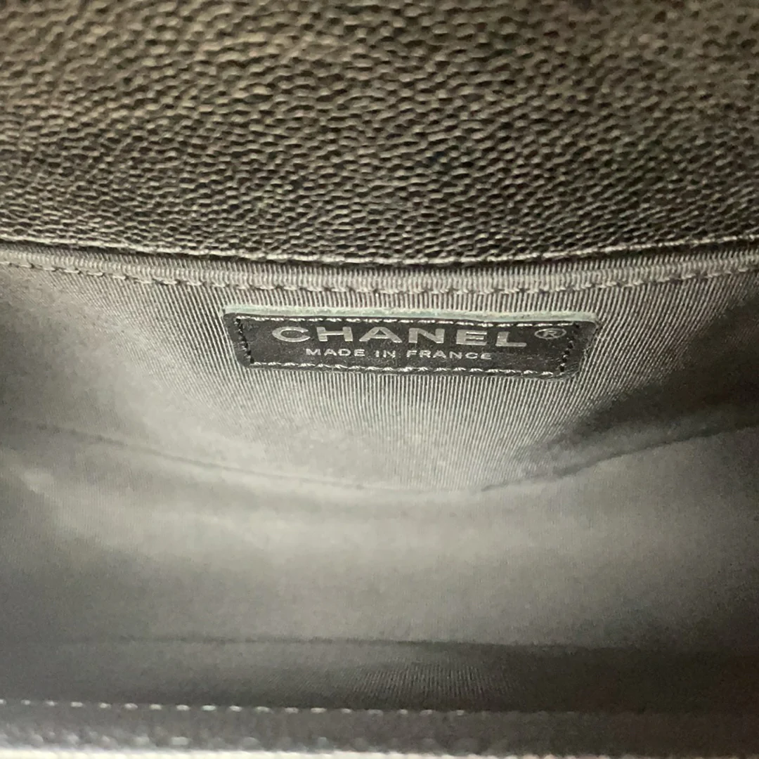 Chanel Boy Medium Black Flap Bag Quilted Caviar 2017