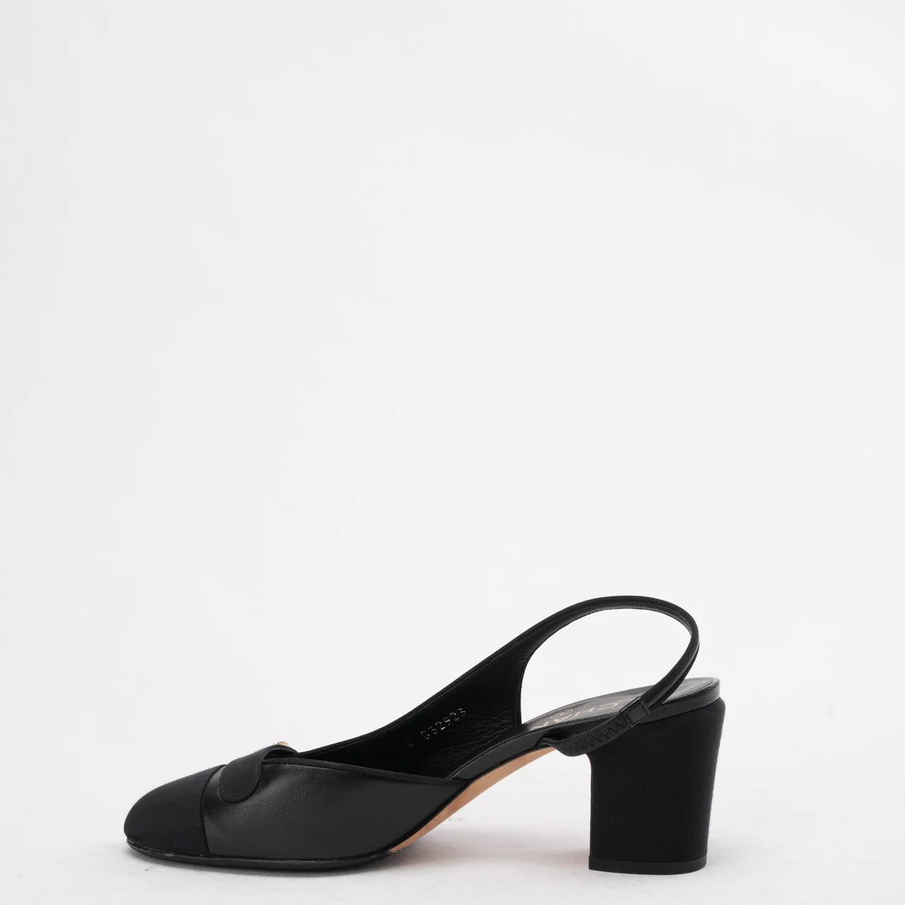 Chanel Black Suede & Leather CC Slingback Pumps 39C