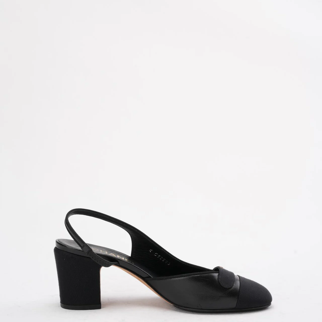 Chanel Black Suede & Leather CC Slingback Pumps 39C