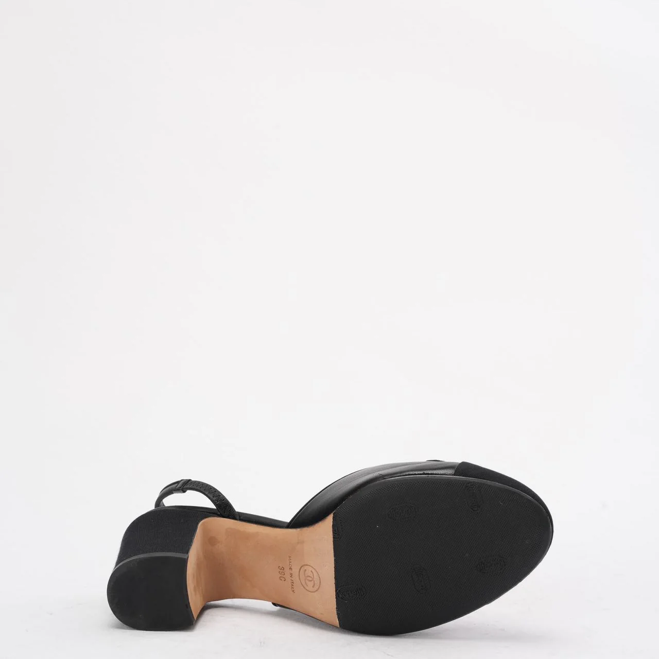 Chanel Black Suede & Leather CC Slingback Pumps 39C