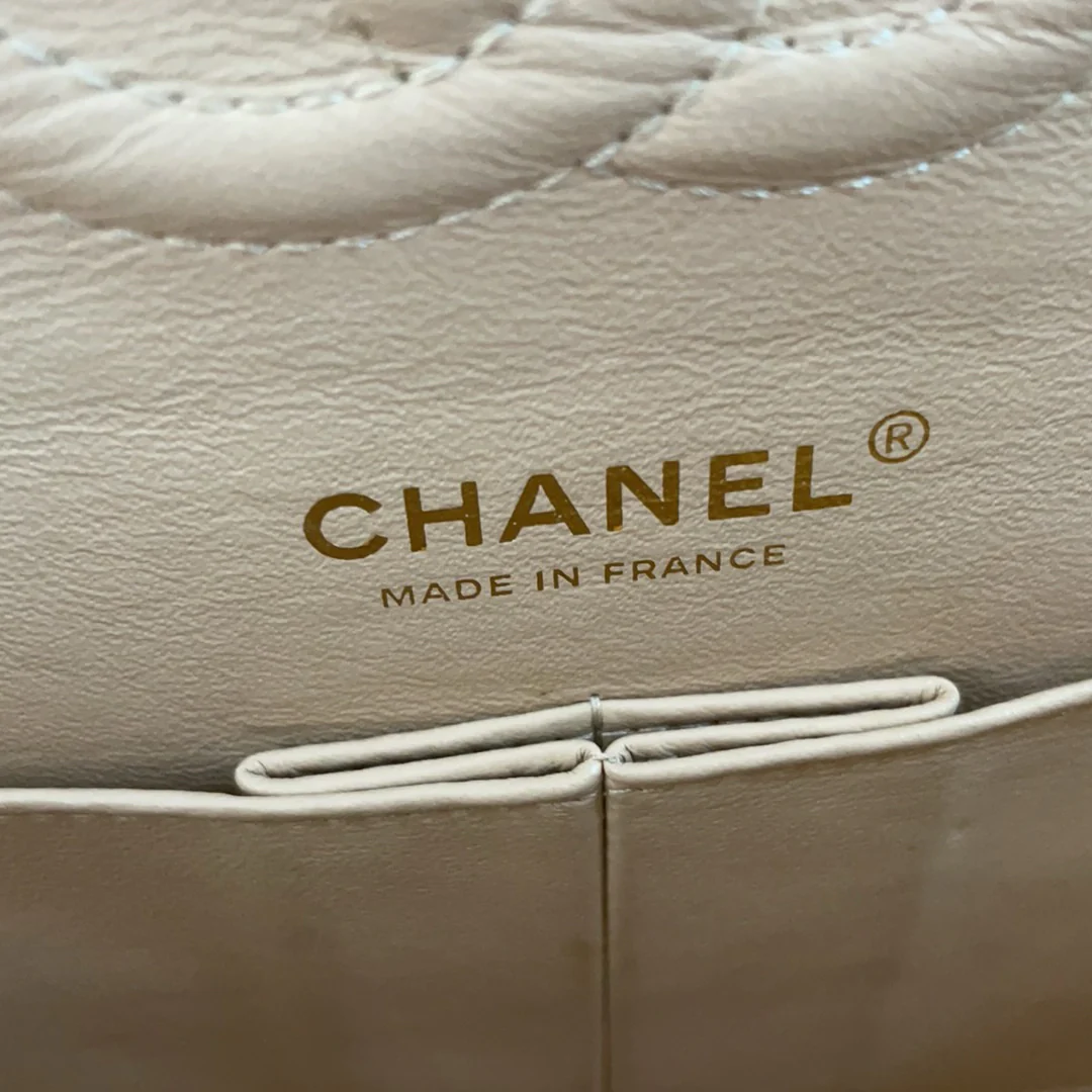 Chanel Beige Medium Double Flap Caviar 2014