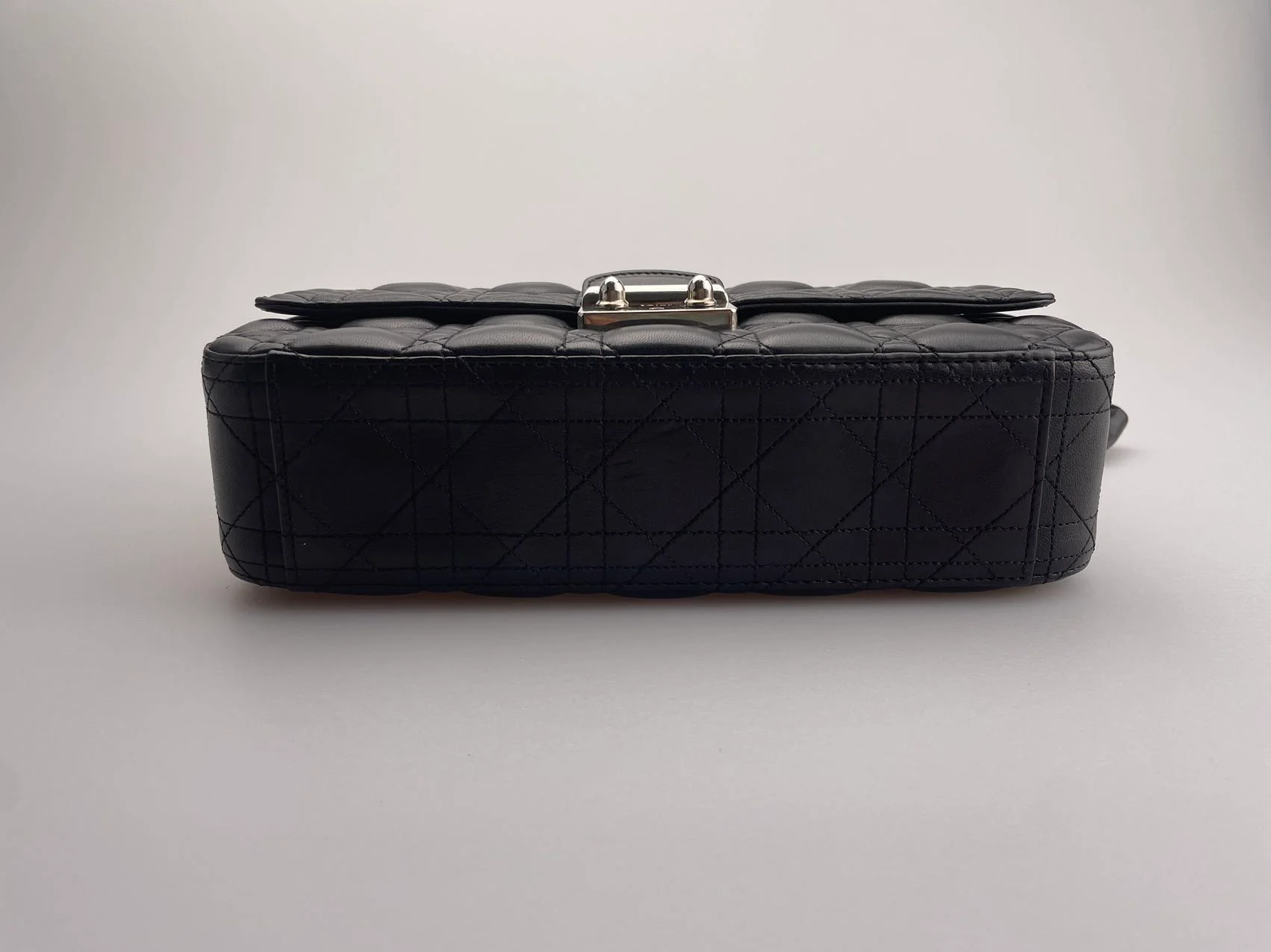 Dior Miss Dior Shoulder Bag in Black Lambskin Leather with Silver Hardware