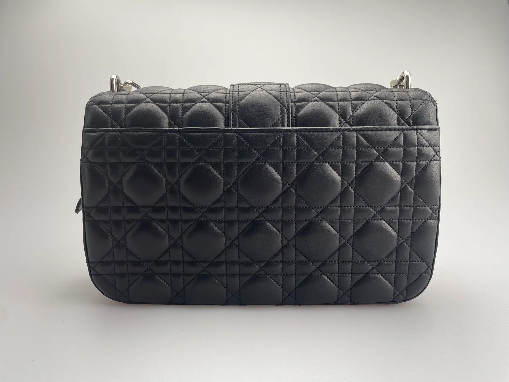 Dior Miss Dior Shoulder Bag in Black Lambskin Leather with Silver Hardware Back