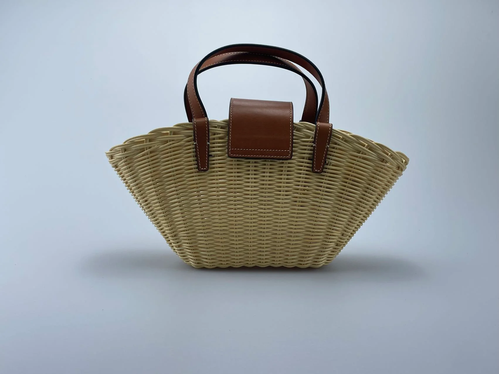Celine Teen Couffin Basket Bag in Wicker and Natural Calfskin Back