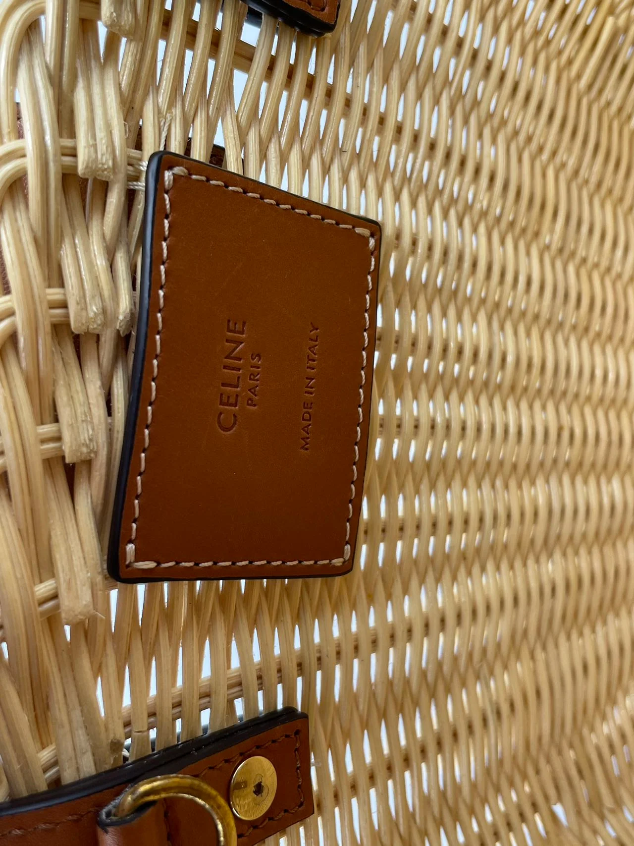 Celine Teen Couffin Basket Bag in Wicker and Natural Calfskin