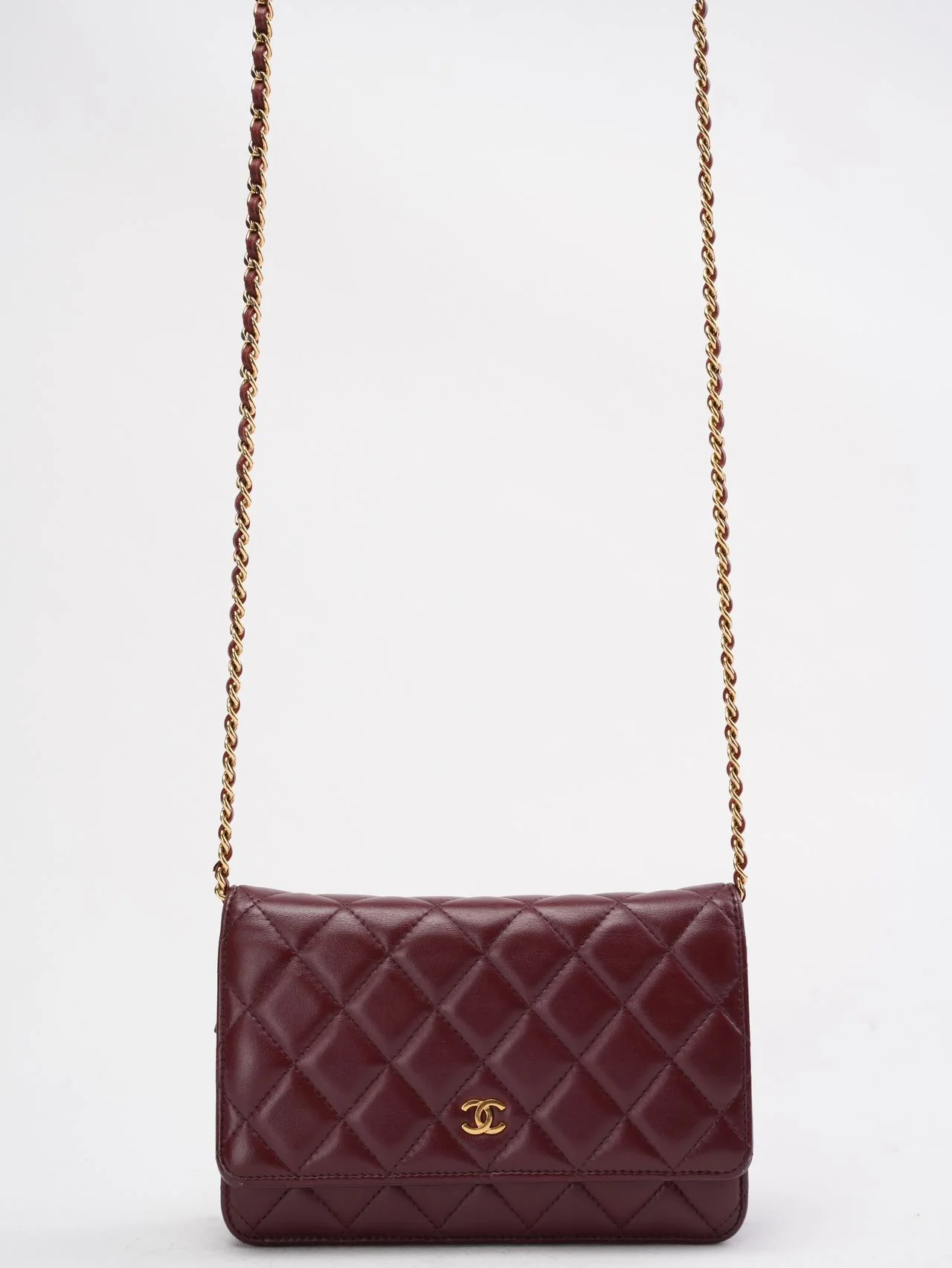 Chanel Burgundy Classic Wallet on Chain (WOC) Lambskin 2018