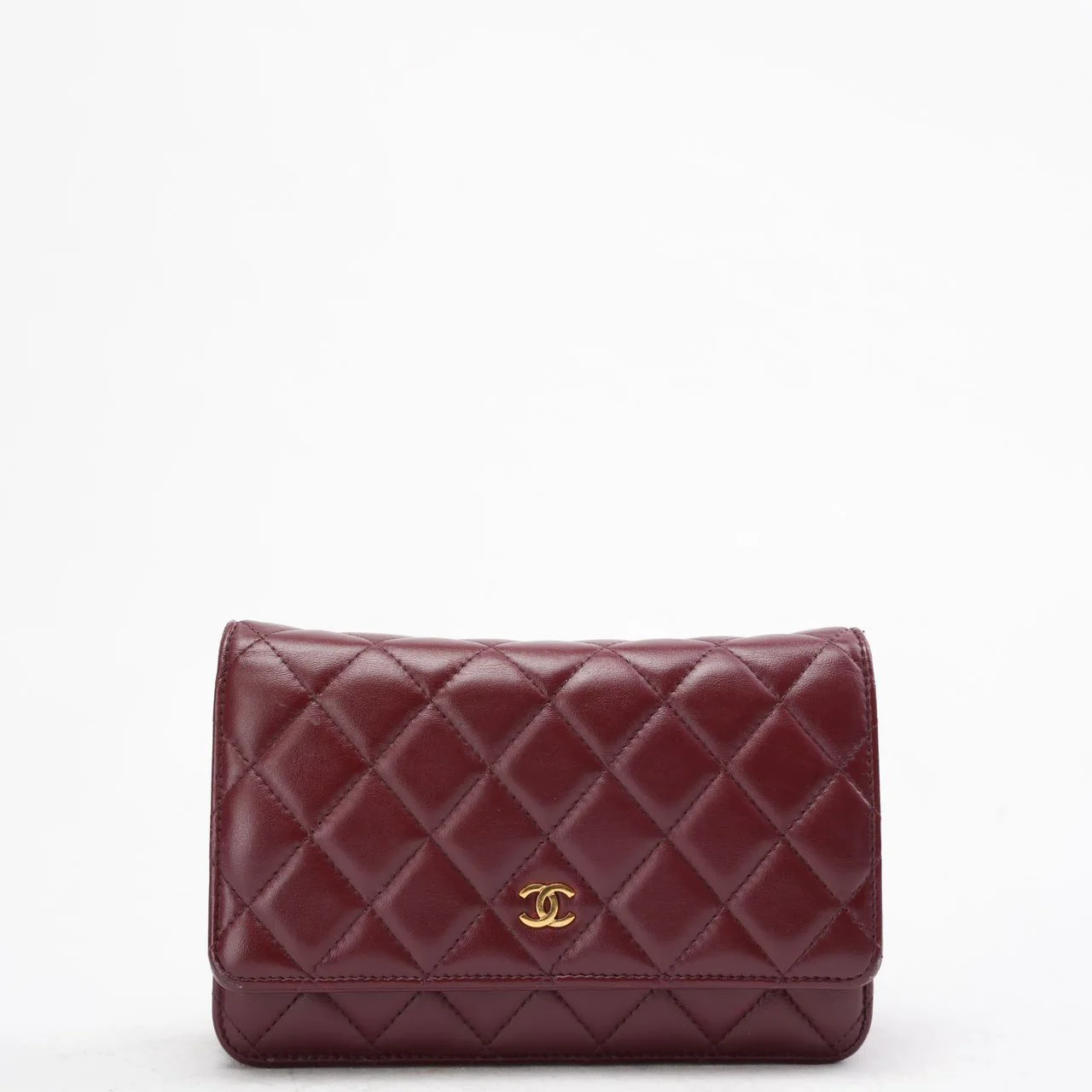 Chanel Burgundy Classic Wallet on Chain (WOC) Lambskin 2018