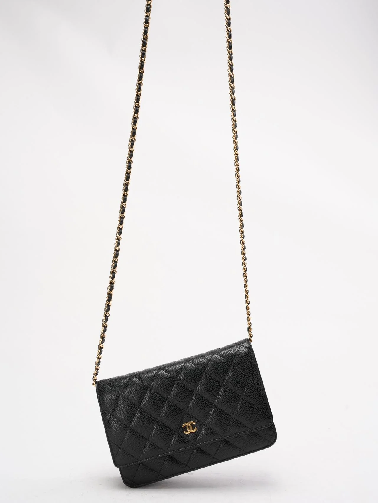 Chanel Black Classic Wallet on Chain (WOC) Caviar 2015