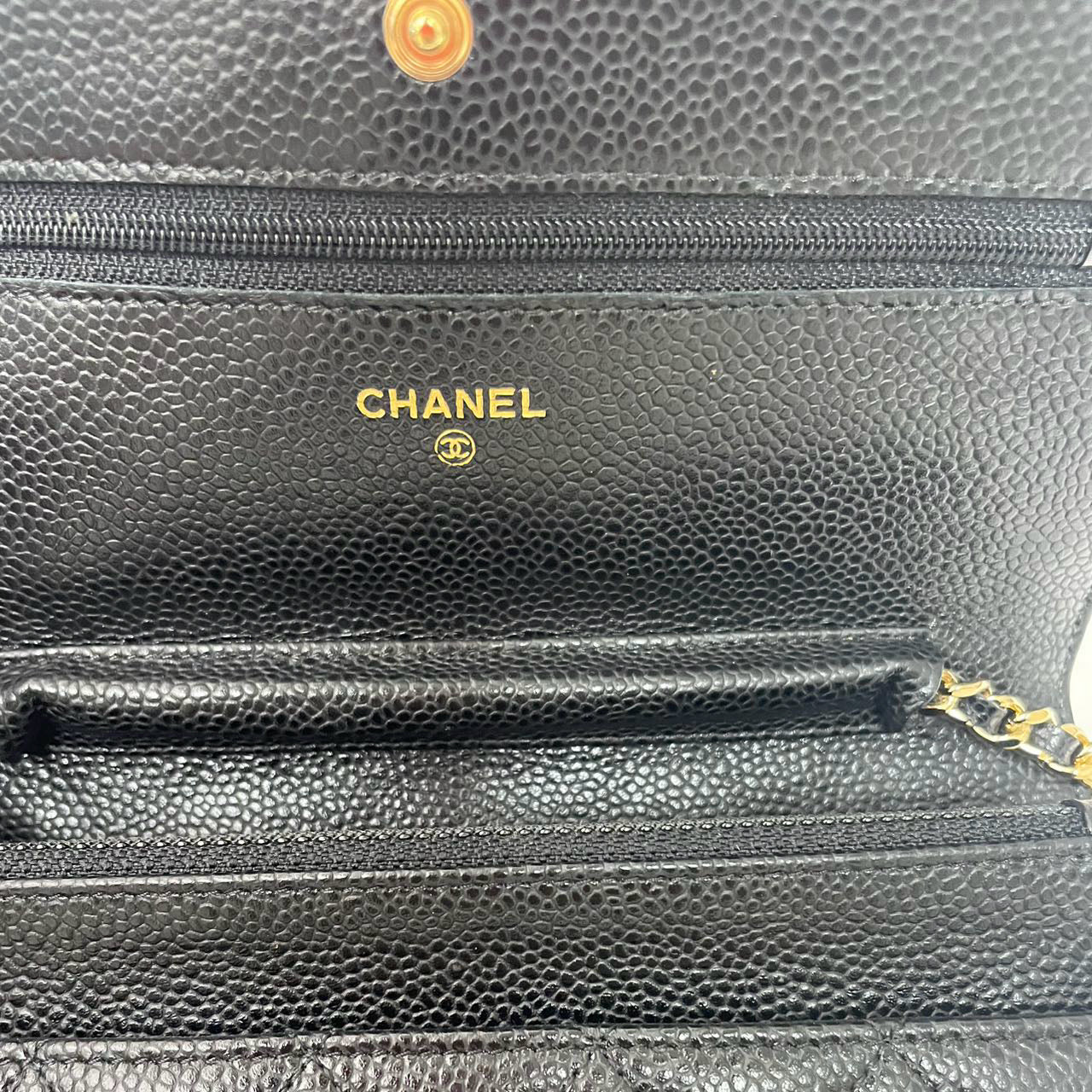 Chanel Black Classic Wallet on Chain (WOC) Caviar 2015