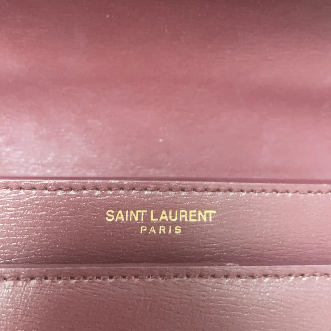 Saint Laurent Medium Burgundy Sunset Box Leder