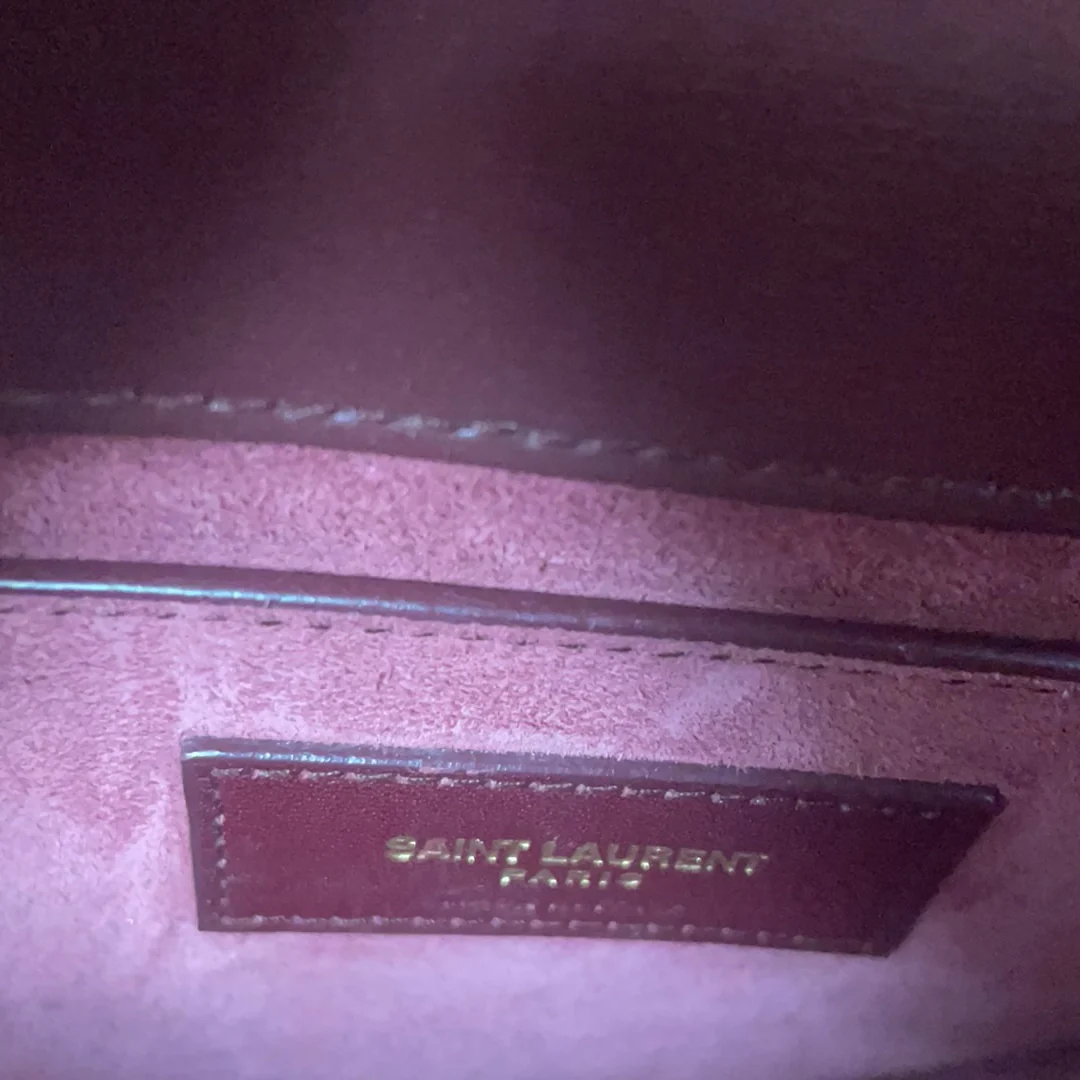 Saint Laurent Medium Burgundy Sunset Box Leder