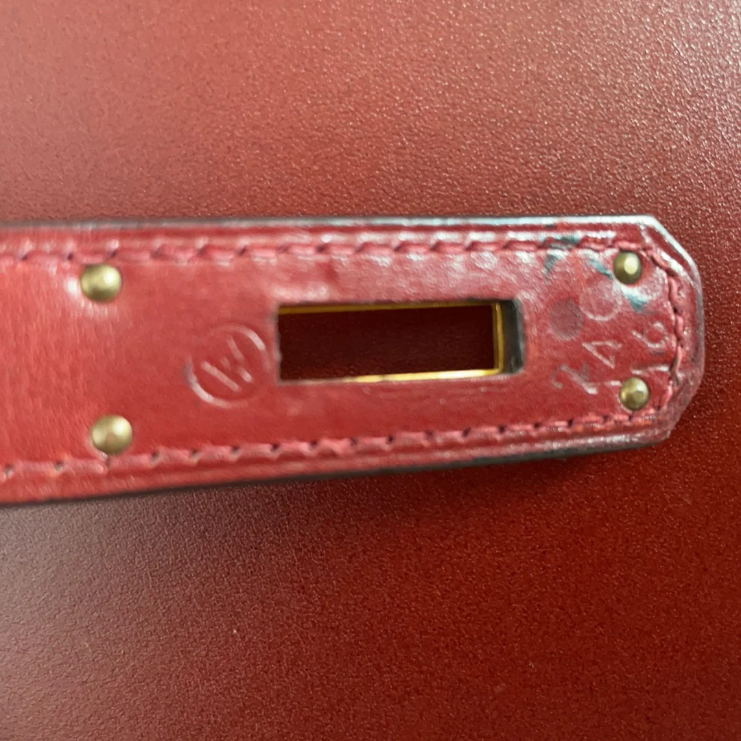 Hermes Vintgae Kelly 32 Burgundy Red Box Leather 1993