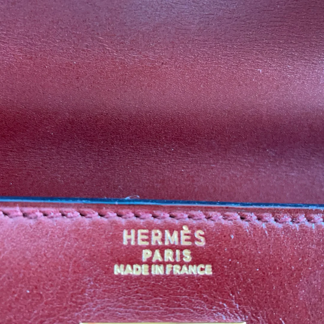 Hermes Vintgae Kelly 32 Burgundy Red Box Leather 1993