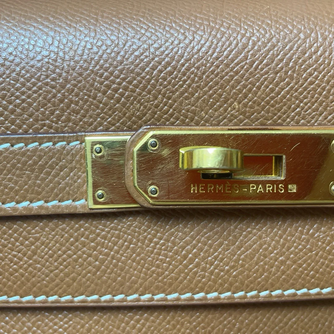 Hermès Vintage Gold Kelly Sellier 32 Epsom Y Circle 1995