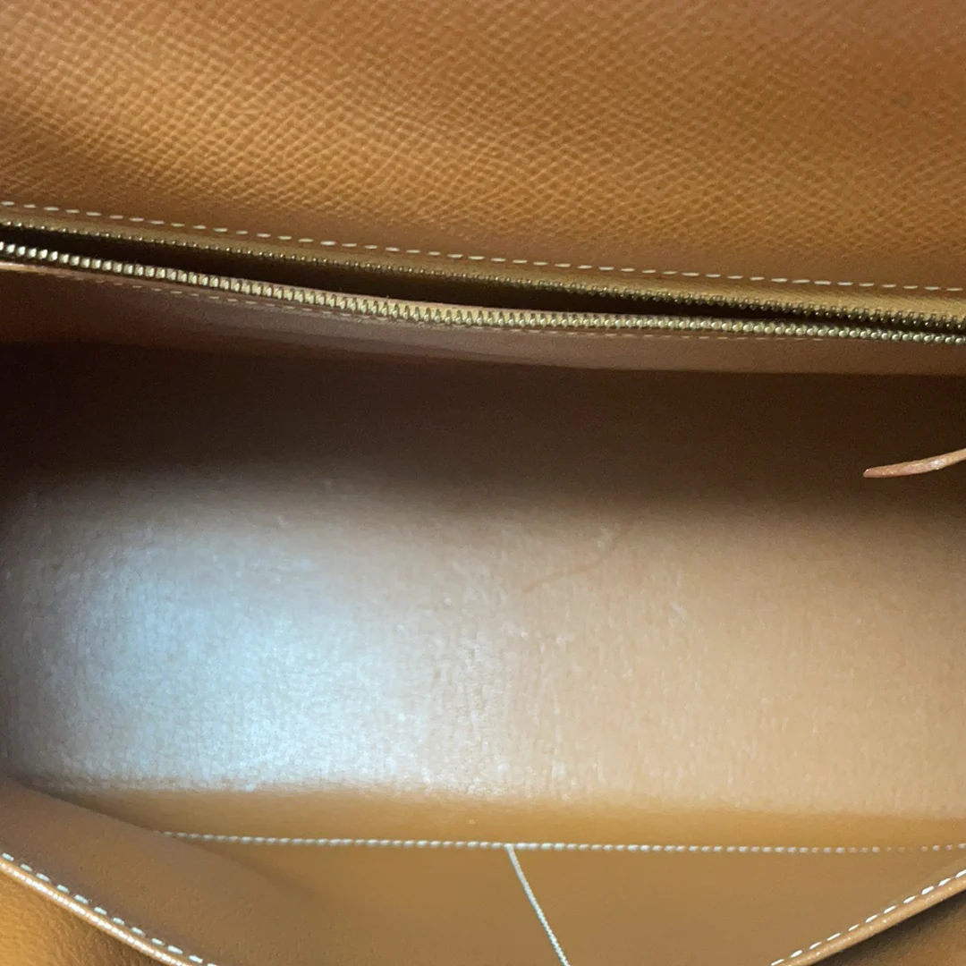 Hermès Vintage Gold Kelly Sellier 32 Epsom Y Circle 1995