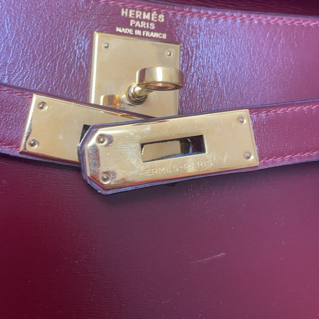Hermès Kelly 28 cm Sellier Rouge H 55 Bordeaux Rare Vintage Bag