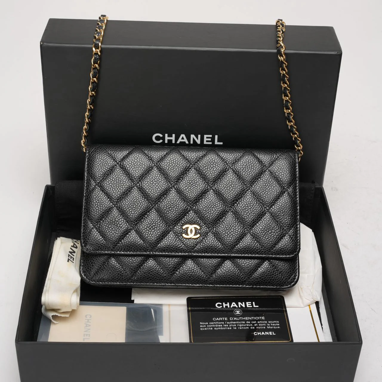 Chanel Black Classic Wallet on Chain (WOC) Caviar 2014