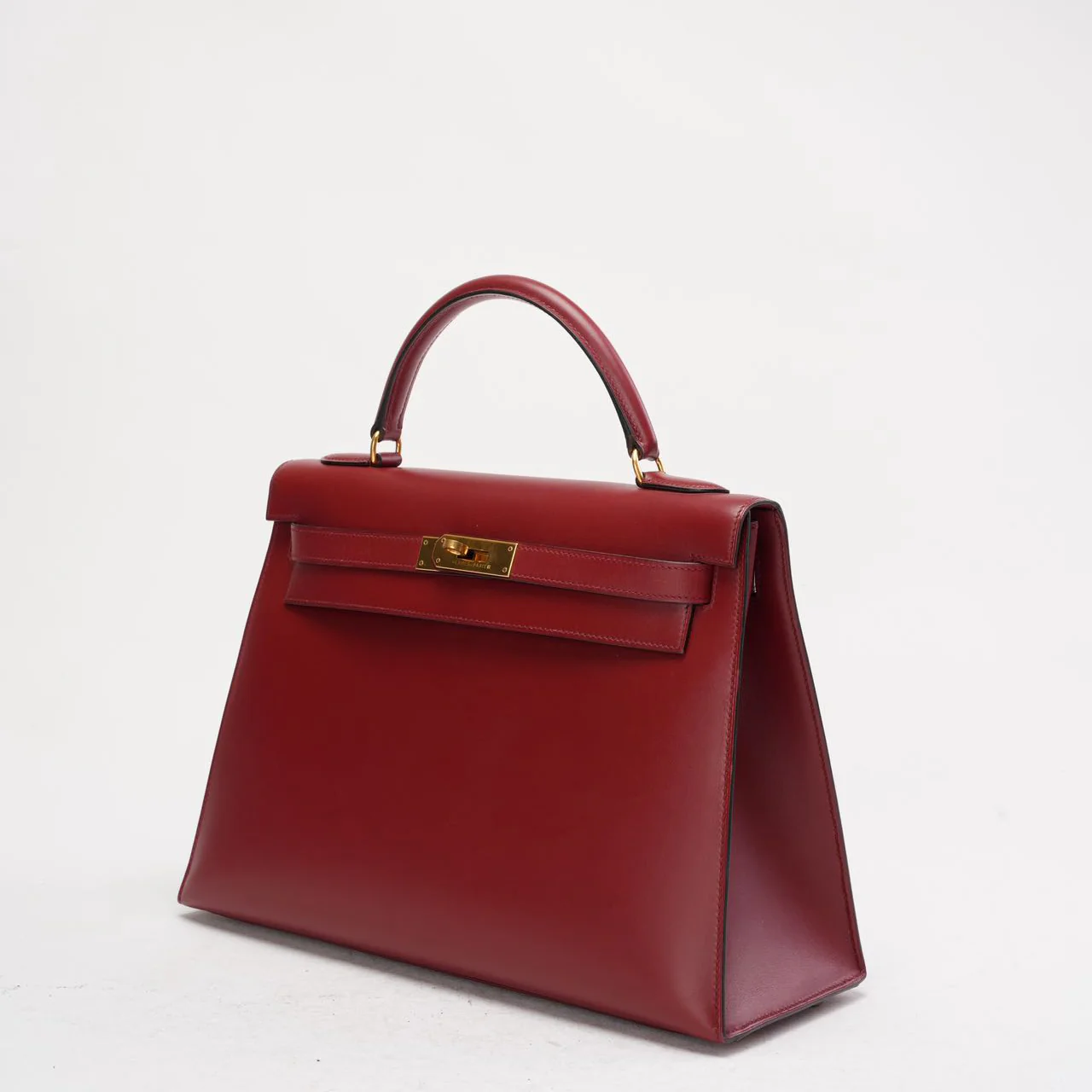 Hermès Vintage Burgundy Kelly Sellier 32 Box Leather 1994