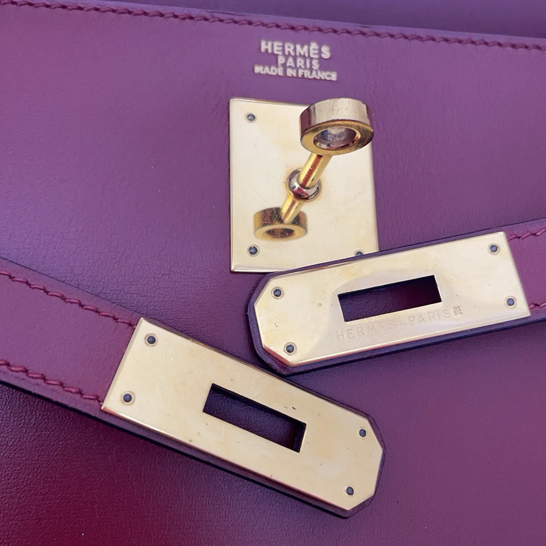 Hermès Vintage Burgundy Kelly Sellier 32 Box Leather 1994