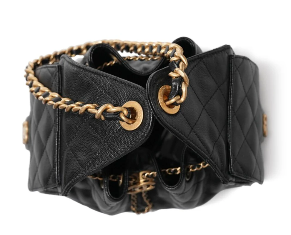 Chanel 25 Small Black Quilted Caviar Aged Gold Hardware 2025
