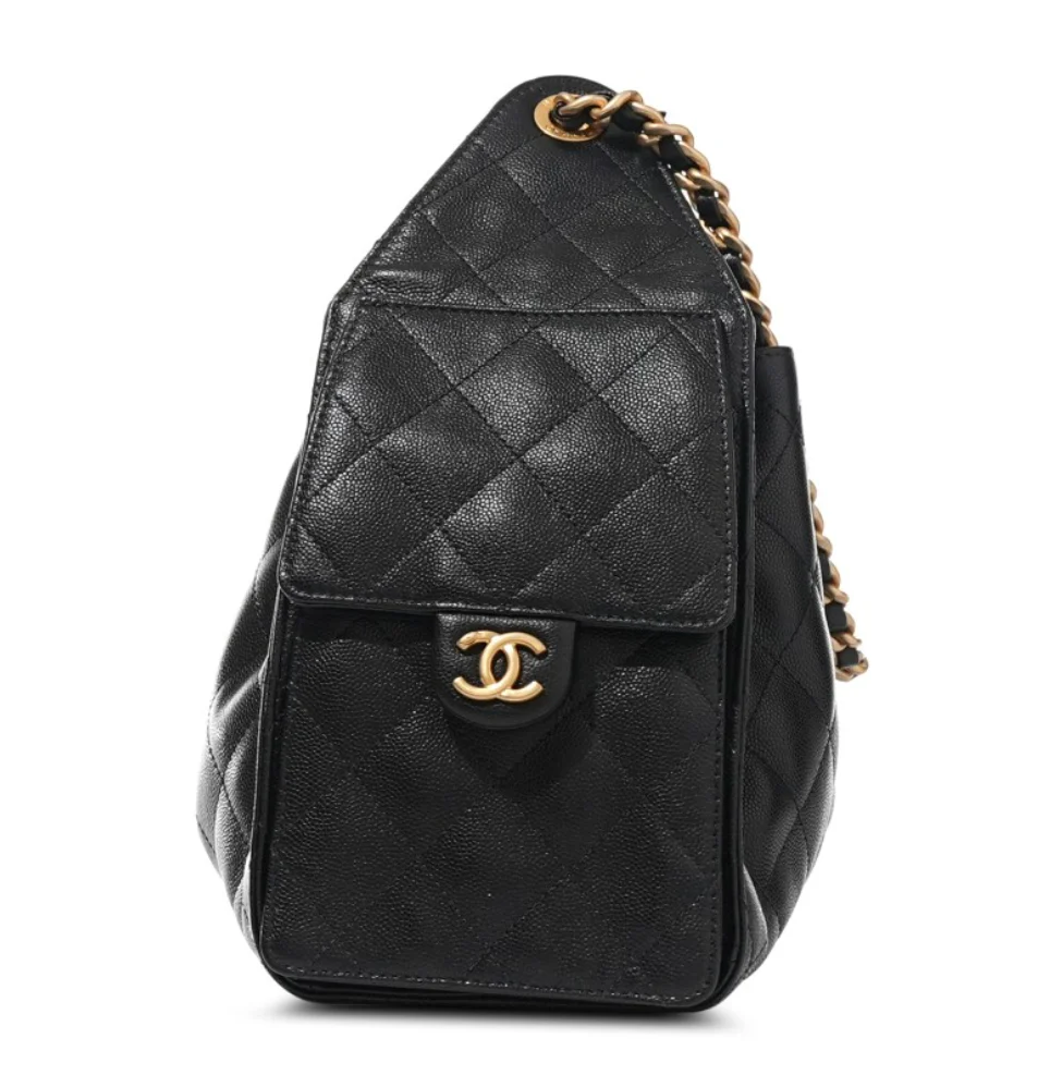Chanel 25 Small Black Quilted Caviar Aged Gold Hardware 2025