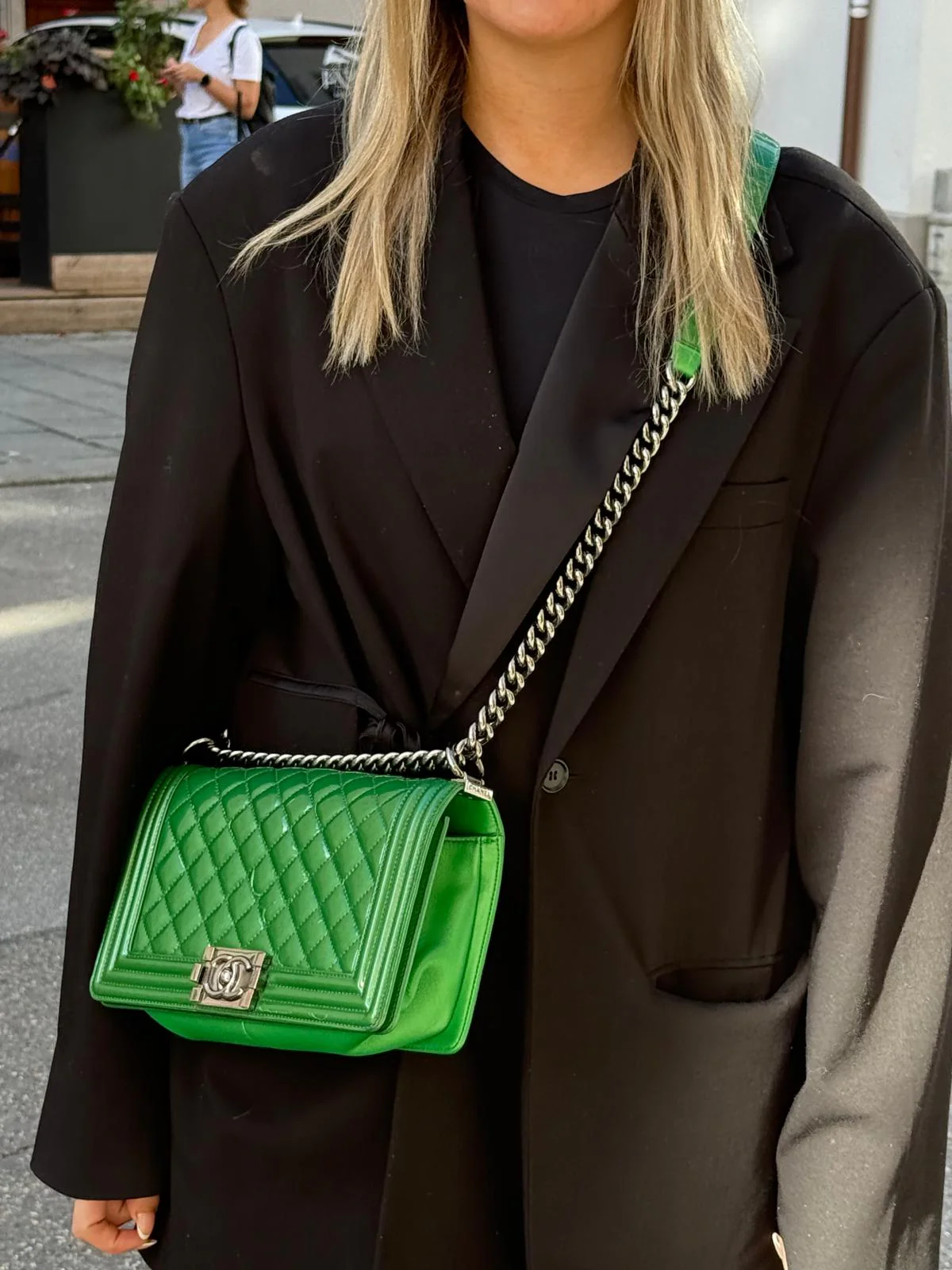 Chanel Le Boy Medium Green Lambskin Bag 2014