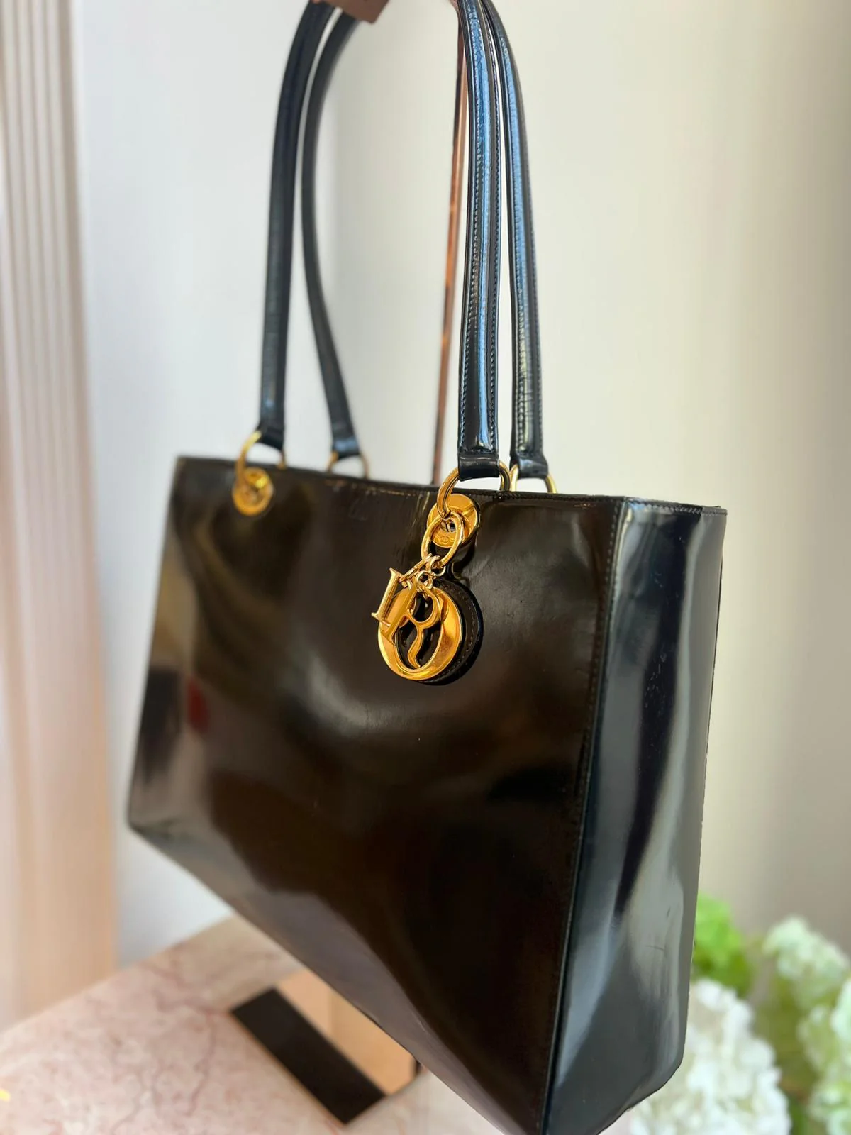 Christian Dior Black Vintage Large Lady Dior Tote Bag 2007