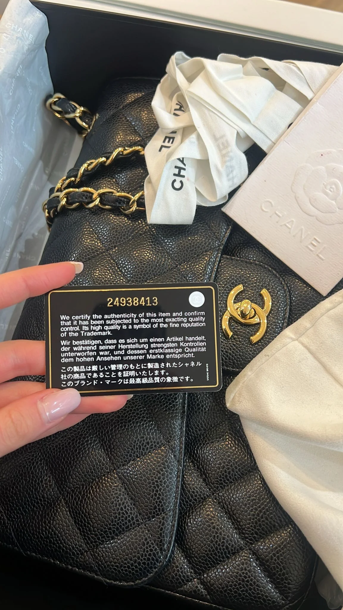 Chanel Black Classic Jumbo Double Flap Bag Caviar 2018