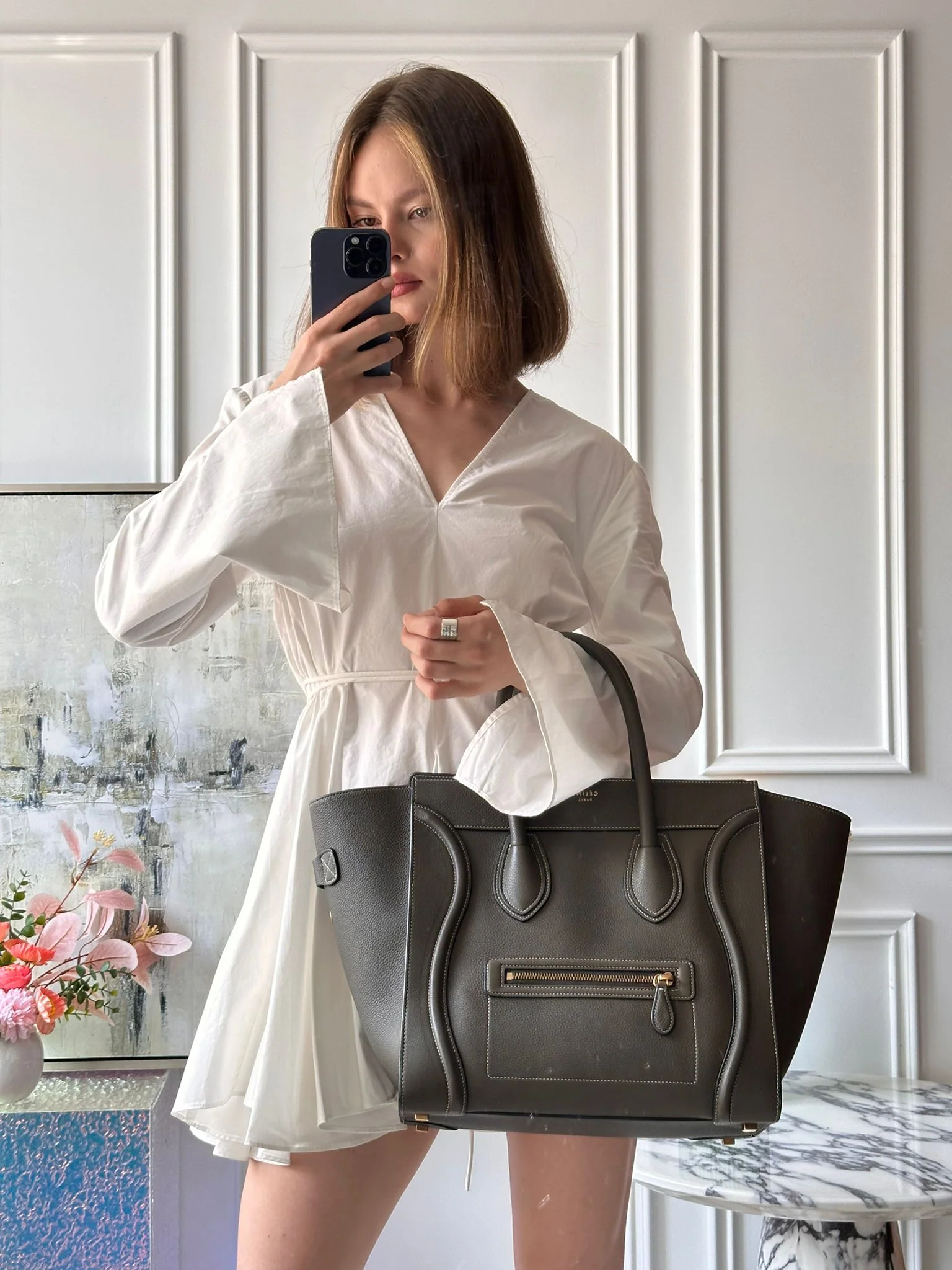 Céline Classic Luggage Handbag Gray