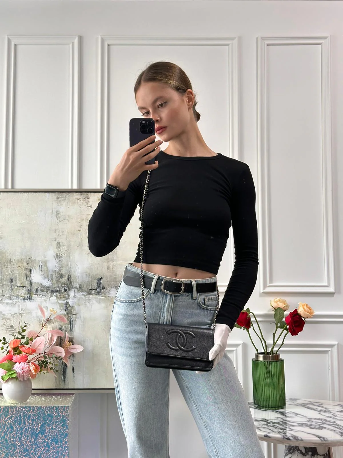 Chanel Wallet on Chain Black Caviar Leather Big Cc