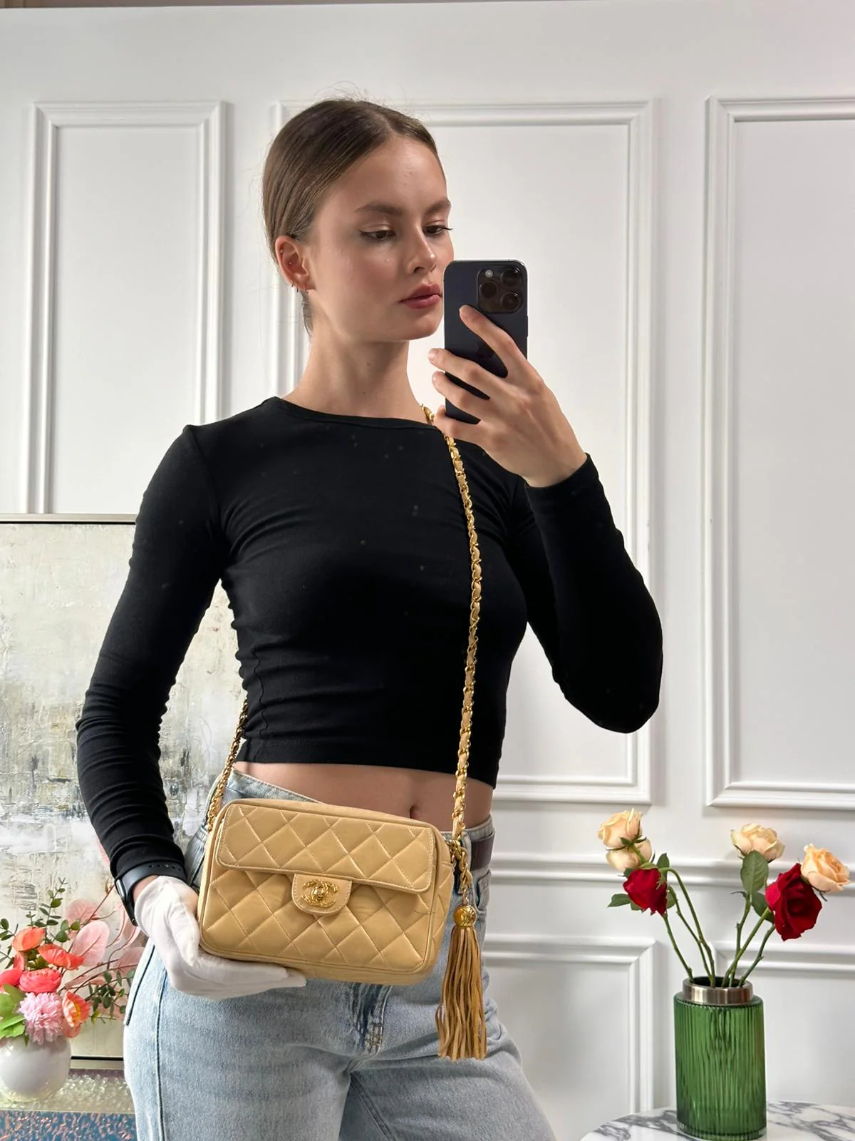 Chanel Vintage Camera Bag Beige 1990s