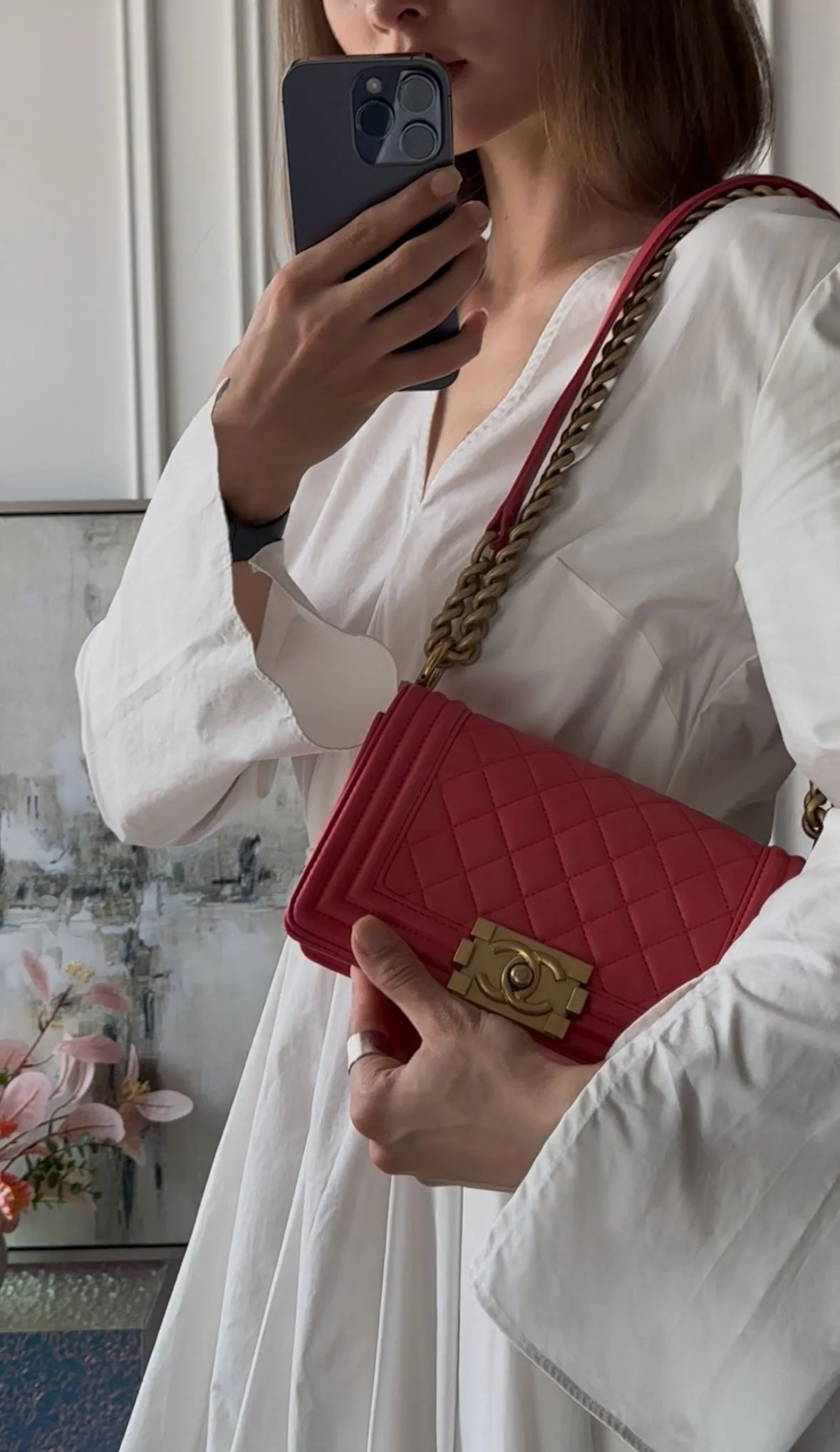 Chanel Lambskin Quilted Small Boy Flap Bag in Pink with Gold Hardware