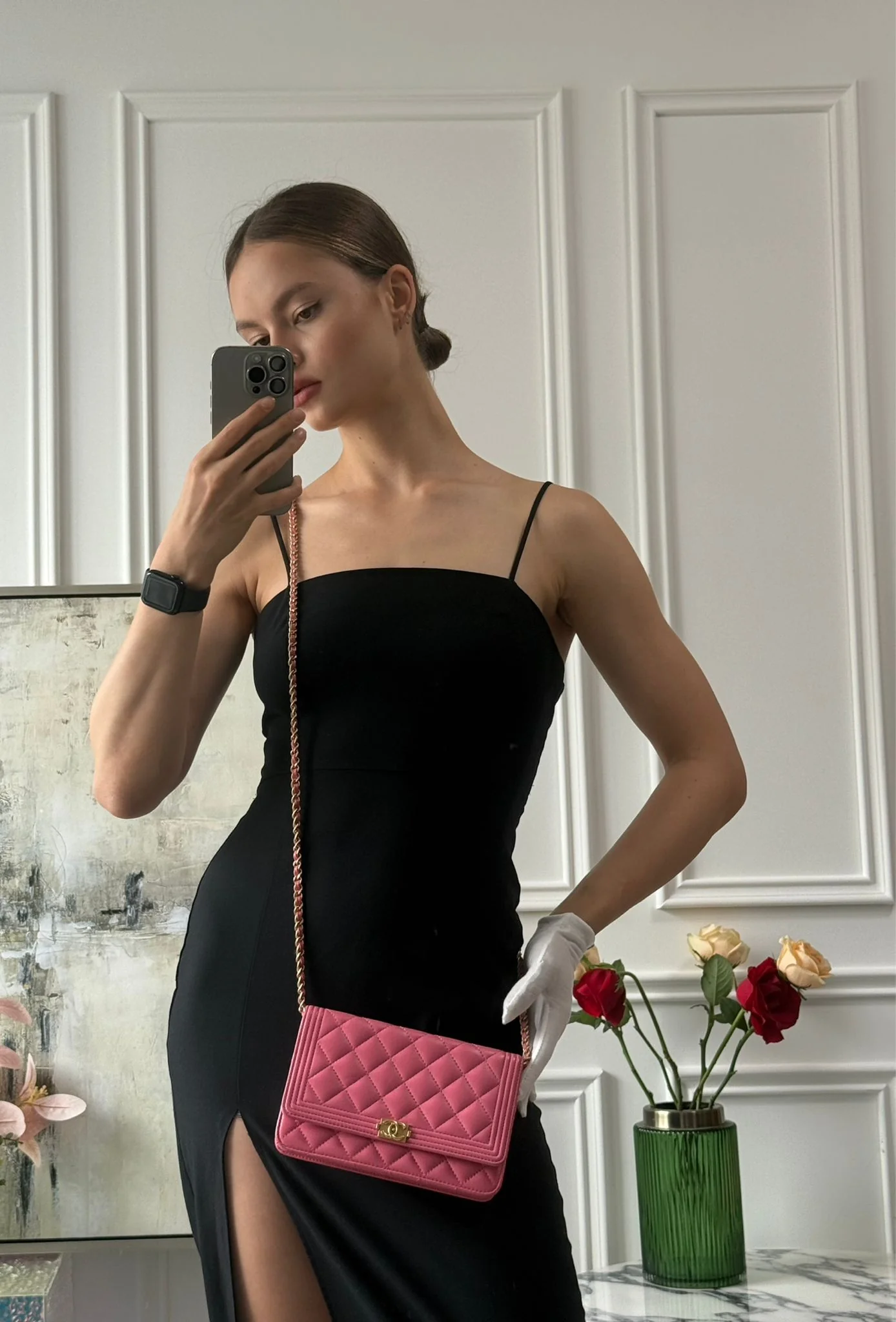 Chanel Boy Wallet on Chain (woc) Pink