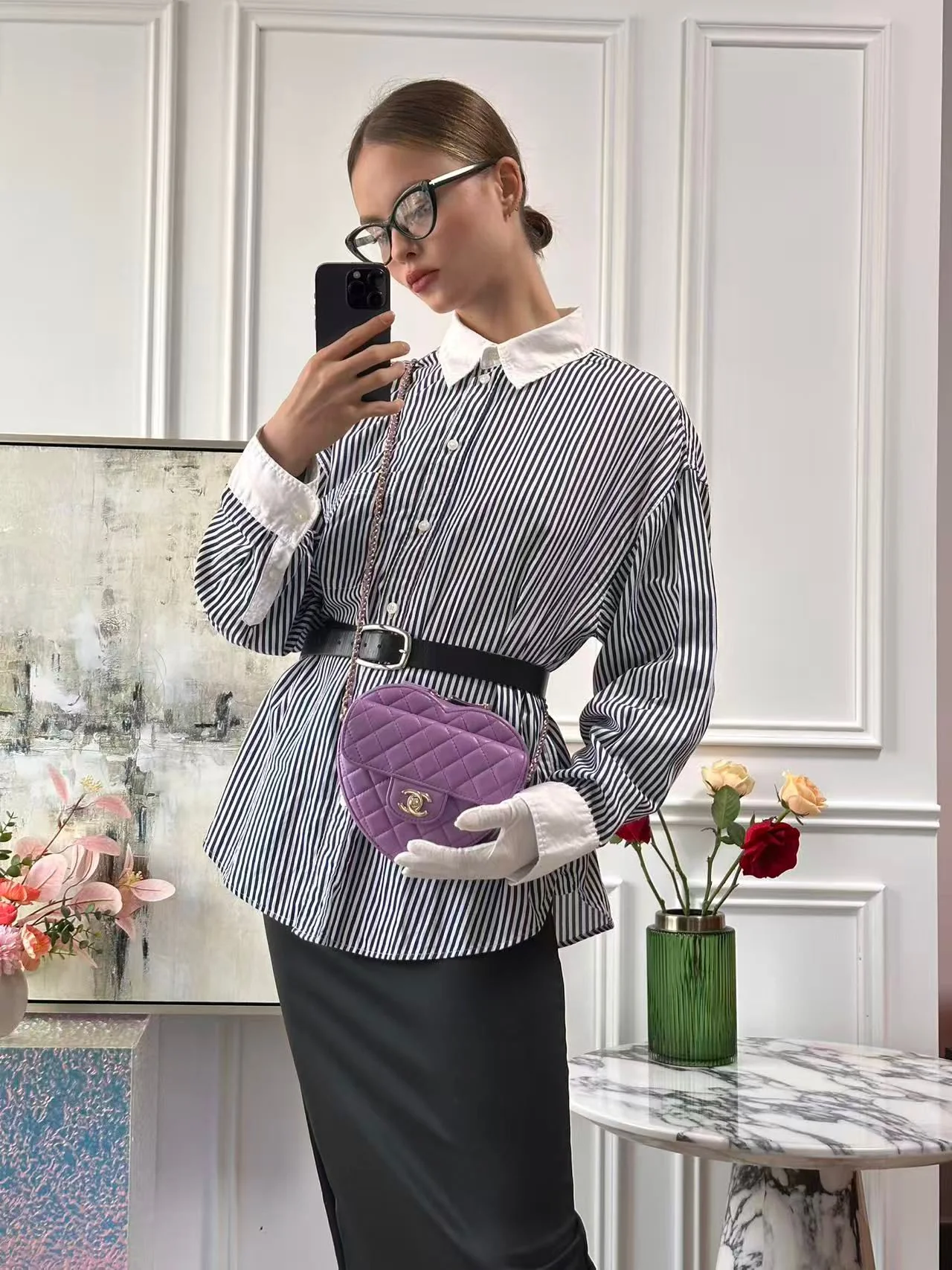 Chanel Purple CC in Love Heart Clutch in Lambskin 2022