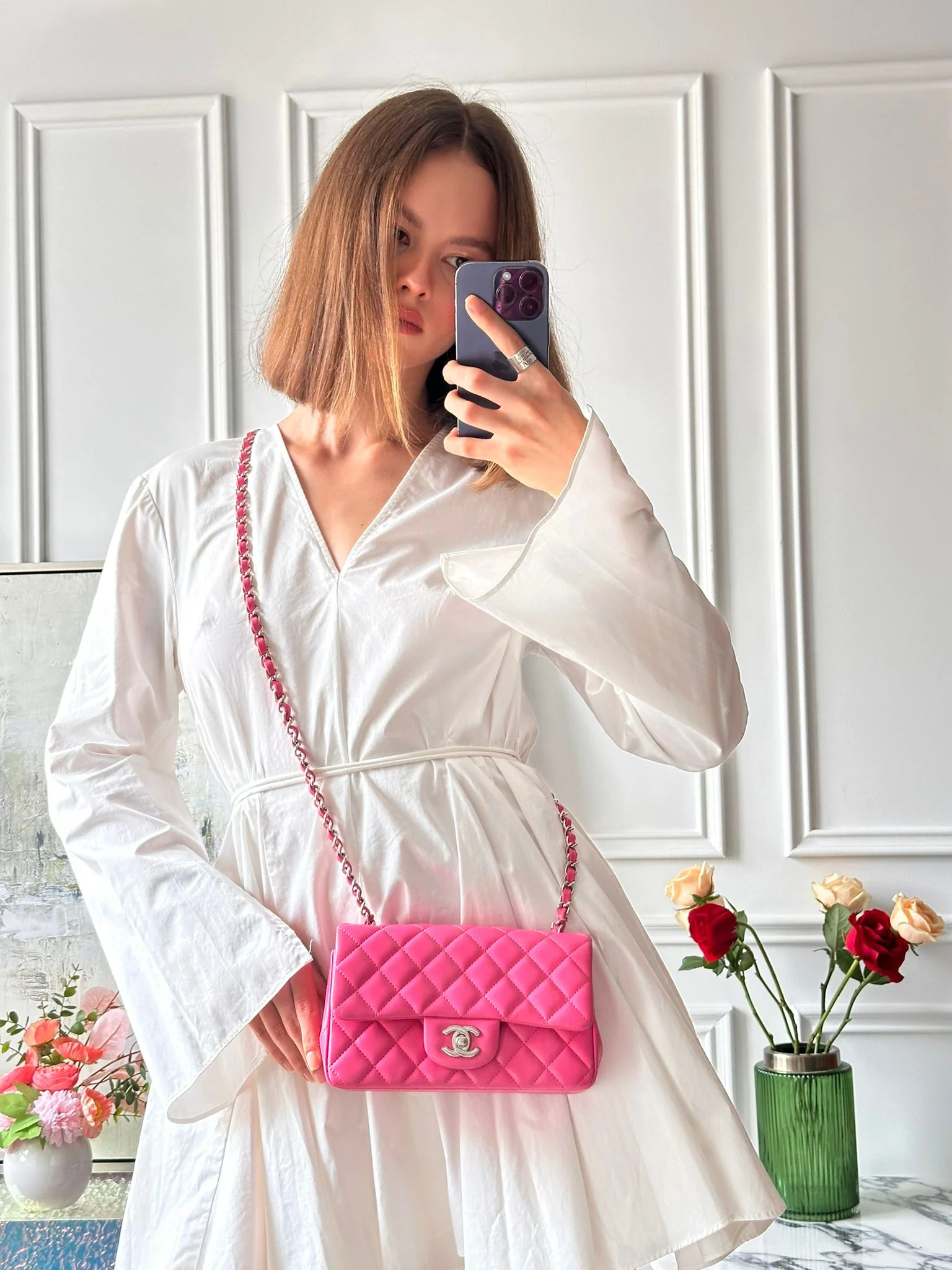 Chanel Classic Rectangular Mini Flap Bag Pink