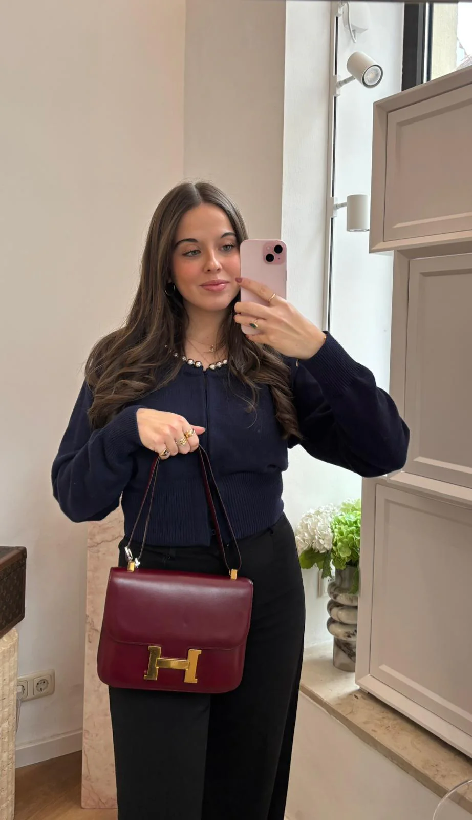 Hermes Vintage Constance 24 Burgundy Box 1980’s