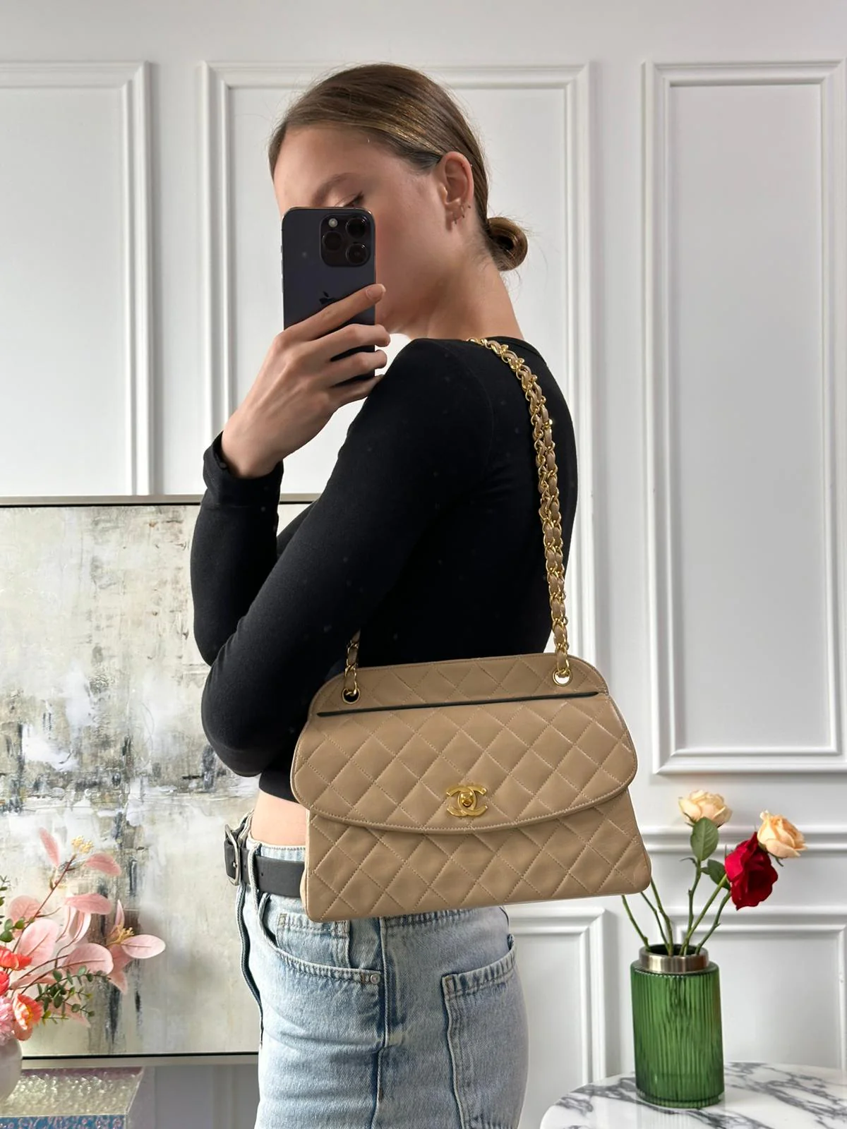 Chanel Beige Vintage Timeless Trendy Flap Bag 2011-2012