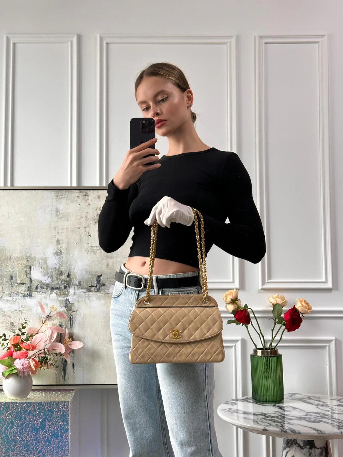 Chanel Beige Vintage Timeless Trendy Flap Bag 2011-2012