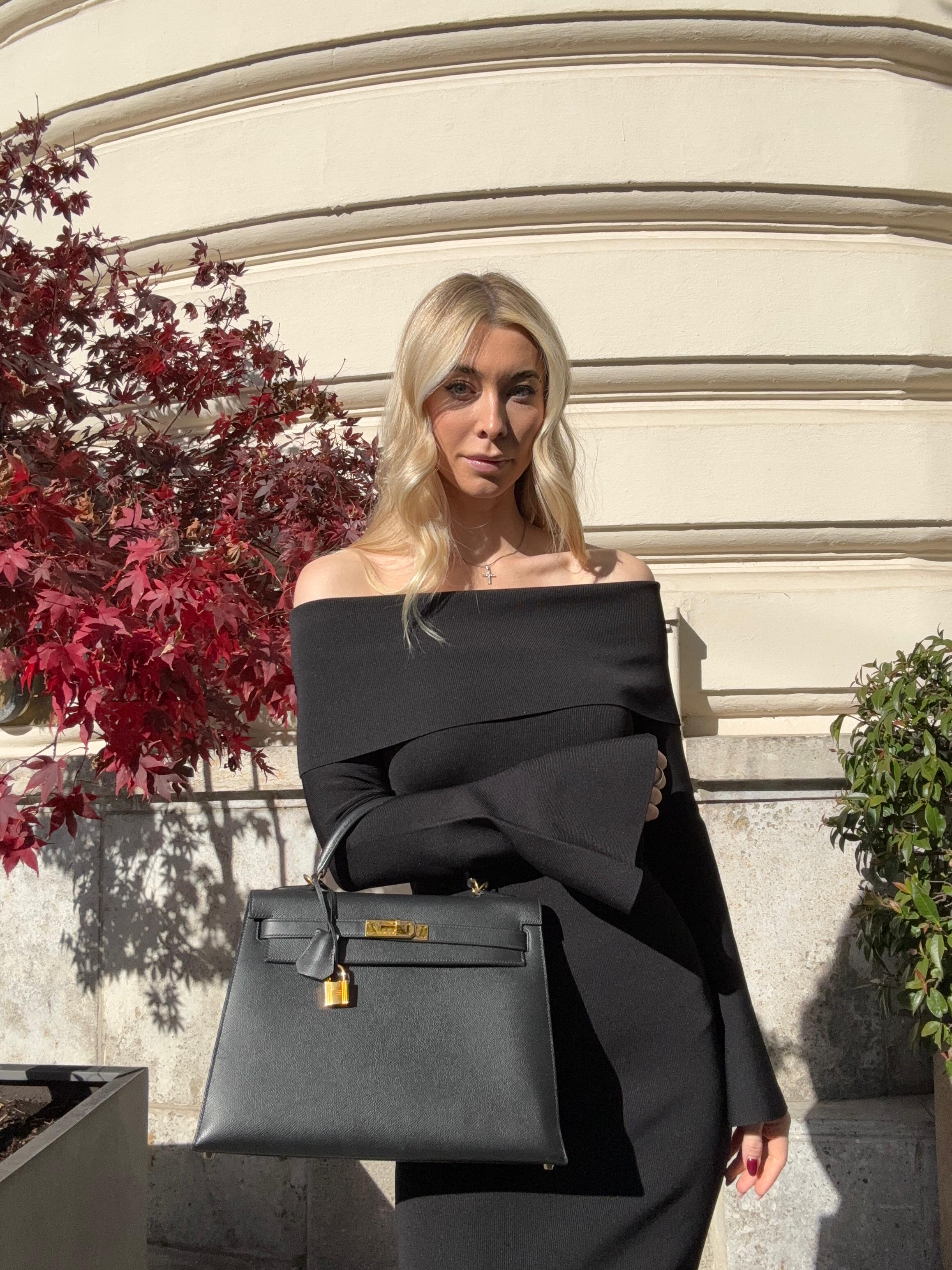 Hermes Black Kelly Sellier 32 Epsom Leather 2010