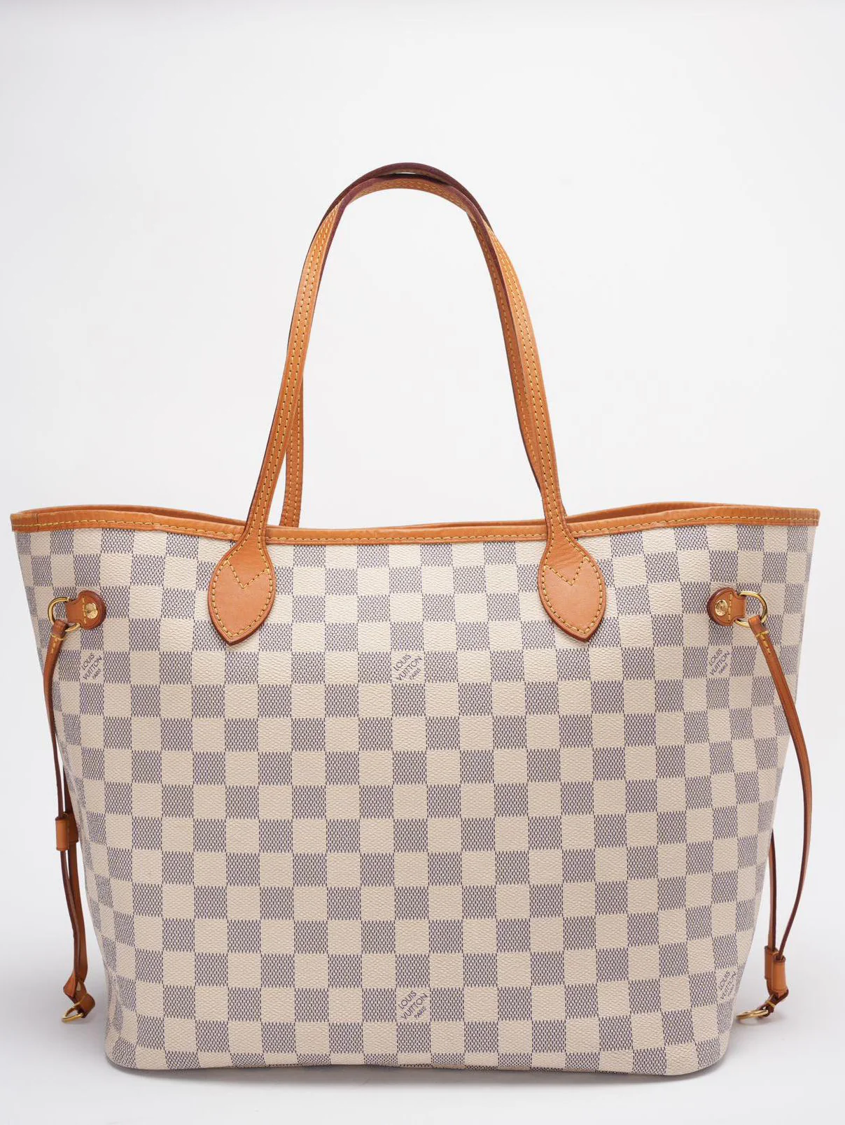 Louis Vuitton MM Damier Azur White Tote Bag with Removable Pouch Front