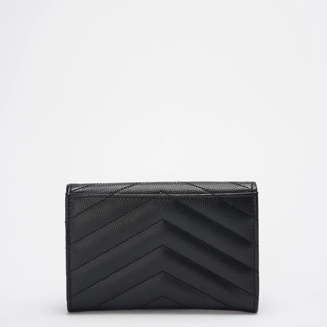 Saint Laurent Small Monogram Wallet Black Leather with Gold YSL Logo