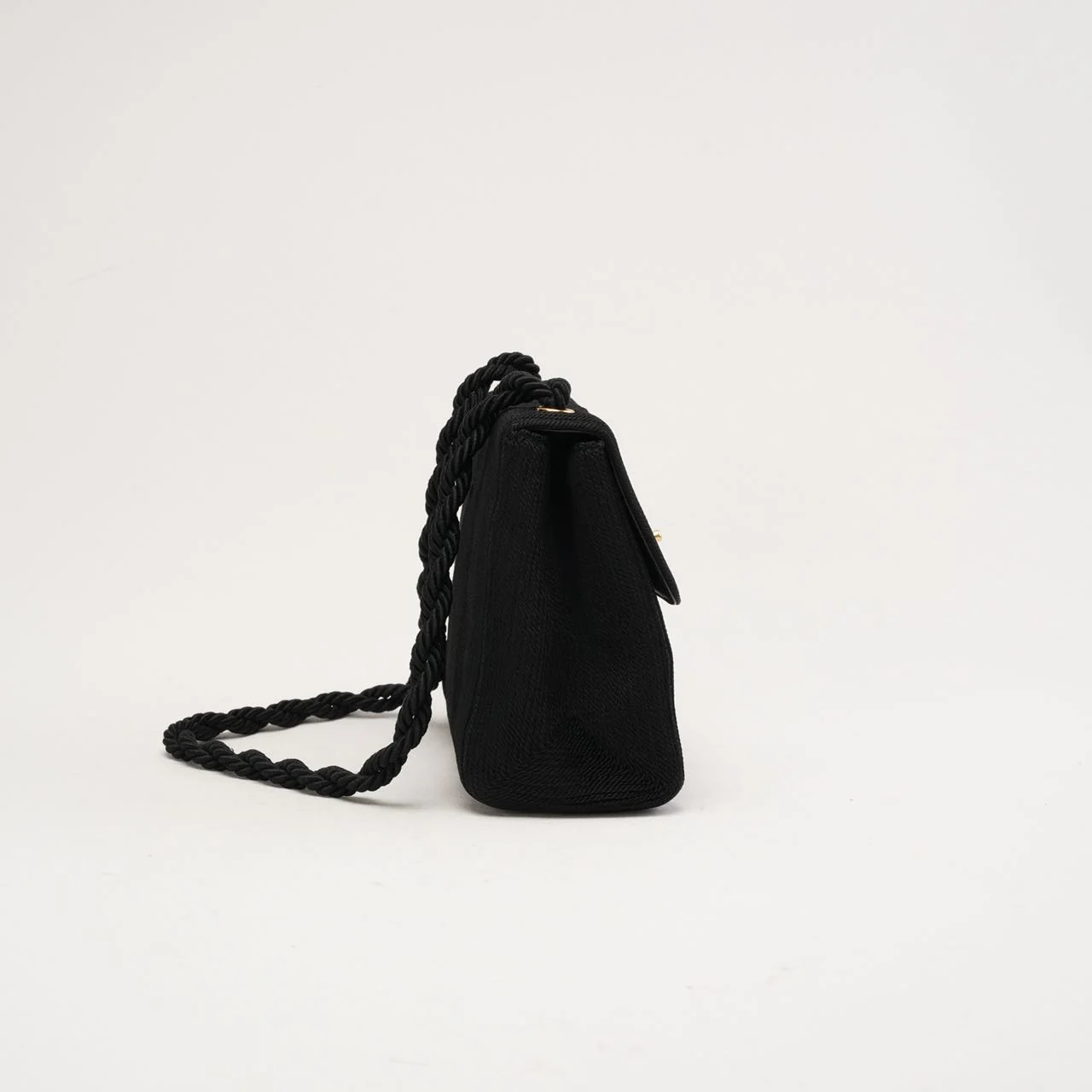 Chanel Vintage Silk Rope Mini Kelly Flap Black 1997