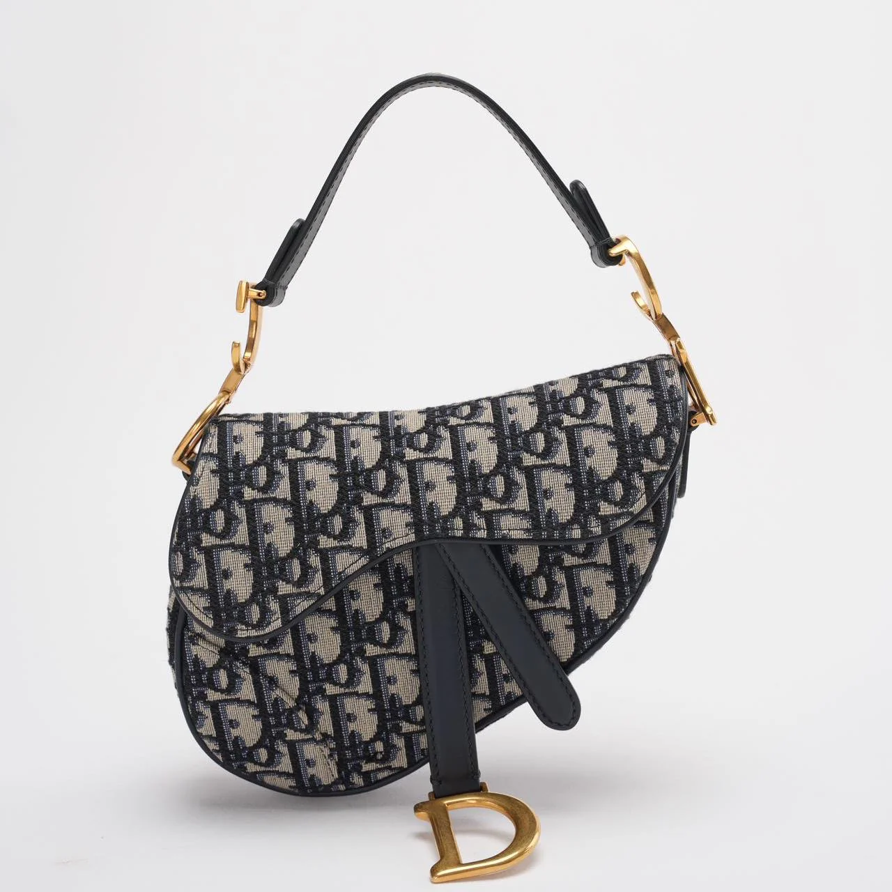 Dior Saddle Bag Mini Blue Oblique Jacquard With Shoulder Strap From 2019