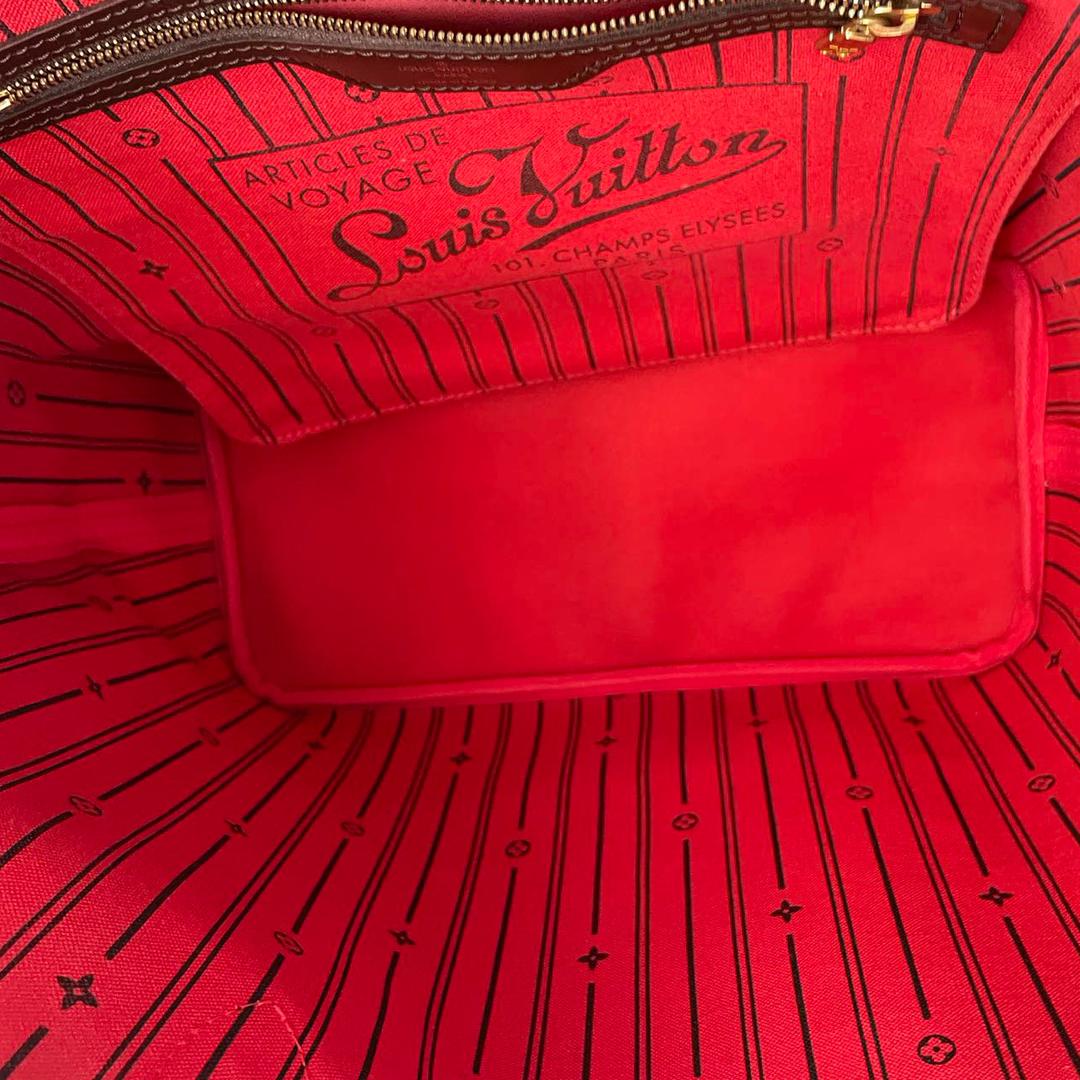 Louis Vuitton Neverfull MM Bag Tote Damier Ebene Canvas Brown