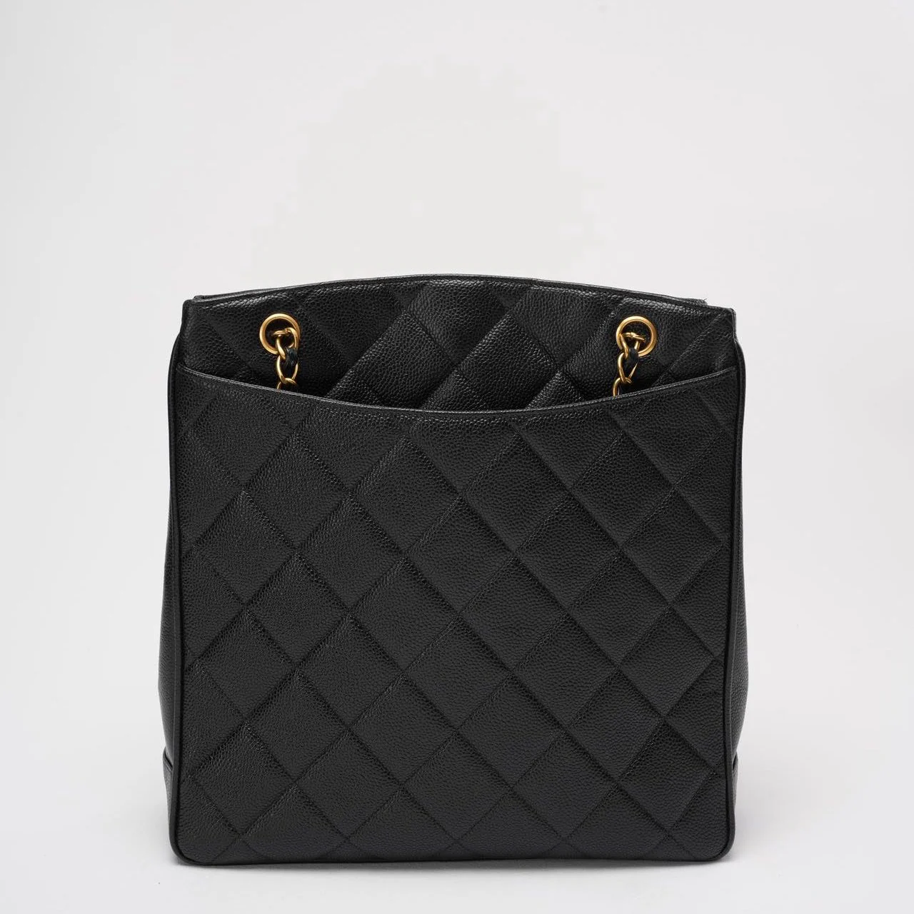 Chanel Vintage 1994 - 1996 Black Caviar Shoulder Tote Gold Hardware